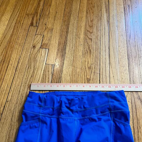 Athleta Leggings Womens Medium Dobby Be Free Knickers Capri Blue Pocket Pants - Picture 8 of 10